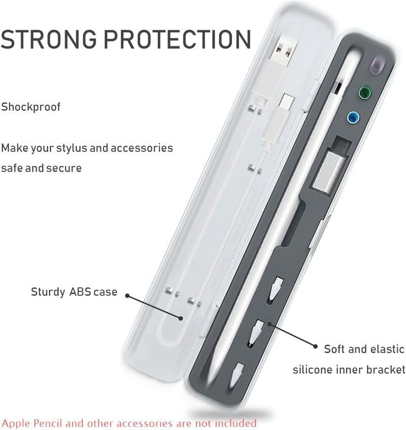 SIXFU Pencil Case for Apple Pencil Pro/ 2nd Generation/ 1st Generation/USB-C Pencil, Storage Case Design for Apple Pencil Tips Stylus iPad Pencil Accessories(White+Dark Gray) - Image 3